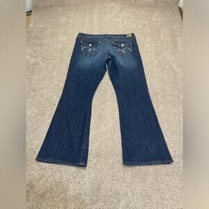 y2k grunge vtg street wear .l.e.i Ashley trouble flare jeans 17 dark wash rodeo